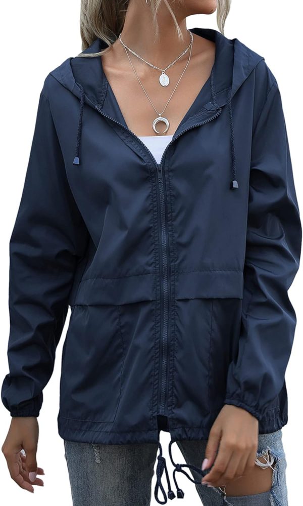 71up4rwSyZL._AC_SL1500 Women's Waterproof Raincoat Lightweight Rain Jacket Hooded Windbreaker with Pockets for Outdoor