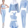 Workout Sets for Women 5 PCS Yoga Outfits Activewear Tracksuit Sets