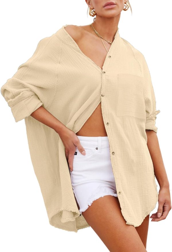 71xae7yAS-L._AC_SL1500 Womens Bathing Suit Cover Up Bikini Swimsuit Coverup Beach Cover Ups Button Down Shirts for Women