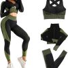 71yhH1pdgJL._AC_SL1500 Women's 3 PC Seamless Gym Clothing Workout Outfit with Jacket Bra & Leggings Set