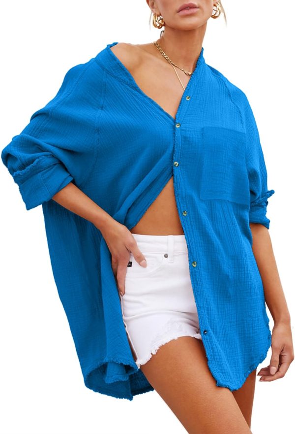 71z5RrqD1TL._AC_SL1500 Womens Bathing Suit Cover Up Bikini Swimsuit Coverup Beach Cover Ups Button Down Shirts for Women