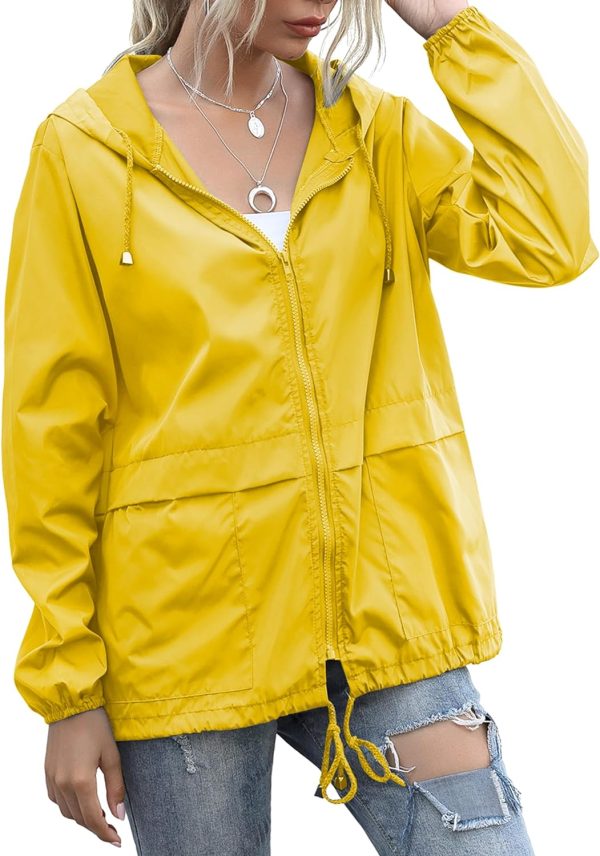 Women's Raincoats Lightweight Waterproof Windproof Adjustable Windbreaker Rain Jackets Hooded with Pockets S-XXL