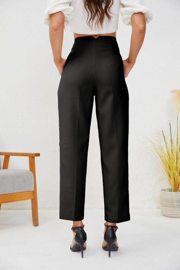 71zaH_LDpRL._AC_SL1500 Women's High Waisted Business Trousers Straight Leg Pleated Office Slacks Pants
