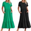 81-O0NuFttL._AC_SL1500 Womens Summer Dresses Casual Short Sleeve Crewneck Swing Dress Casual Tiered t Shirt Dress with Pockets 2024 Trendy Outfits