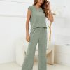 Pajama Sets for Women 2 Piece Ribbed Knit Summer Cute Pj Set Comfy Matching Lounge Sets Loungewear Sleepwear