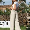 Women's Wide Leg Dress Pants High Elastic Waisted in The Back Business Work Causal Trousers Long Straight Suit Pants