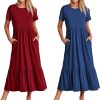 813KZBSoUgL._AC_SL1500 Womens Summer Dresses Casual Short Sleeve Crewneck Swing Dress Casual Tiered t Shirt Dress with Pockets 2024 Trendy Outfits