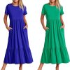 815EXBC5gXL._AC_SL1500 Womens Summer Dresses Casual Short Sleeve Crewneck Swing Dress Casual Tiered t Shirt Dress with Pockets 2024 Trendy Outfits