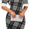 Women's Slim Fit Plaid Floral Printed Half Sleeve Formal Body-con Dress Pencil Dresses SK276