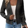 2024 Summer Cropped Collarless Blazer Lightweight Fully Lined Open Front Elegant Petite Work Office Jackets