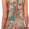 81DHffpZkPL._AC_SL1500 Women's Tropical Paisley Print Halter Blouse Sleeveless Boho Shirt Tops Button Back Vacation Tops