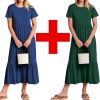 81DMpe_jPuL._AC_SL1500 Womens Summer Dresses Casual Short Sleeve Crewneck Swing Dress Casual Tiered t Shirt Dress with Pockets 2024 Trendy Outfits