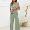 Pajama Sets for Women 2 Piece Ribbed Knit Summer Cute Pj Set Comfy Matching Lounge Sets Loungewear Sleepwear
