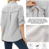 Women's UPF 50+ Long Sleeve UV Sun Protection Safari Shirt, Quick Dry SPF Hiking Fishing Breathable Shirts
