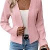 2024 Summer Cropped Collarless Blazer Lightweight Fully Lined Open Front Elegant Petite Work Office Jackets