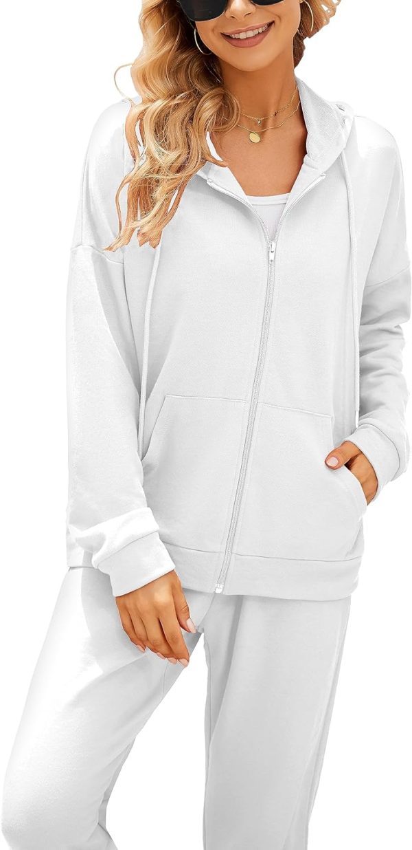 Women 2 Piece Outfits Tracksuit Casual Zip Up Hoodie Sweatsuits Jogging Long Pant Set