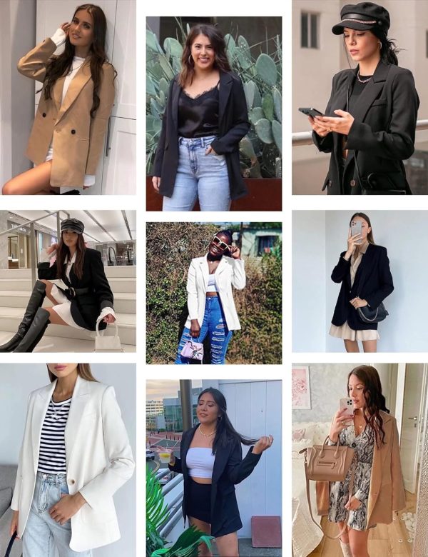 Womens Casual Blazers Oversized Open Front Cardigan Long Sleeve Work Office Blazer Jackets S-XXL