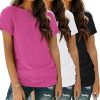 Womens 3 Pack T Shirts Basic Short Sleeve Tees Crewneck Fashion Tops Loose Fit Lightweight Casual Summer Clothes 2024
