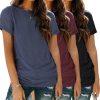 Womens 3 Pack T Shirts Basic Short Sleeve Tees Crewneck Fashion Tops Loose Fit Lightweight Casual Summer Clothes 2024