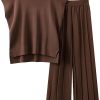 2 Piece Outfits for Women Sweater Sets Knit Vest Tops Elastic Waisted Pants