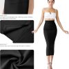 81hwnY2InsL._AC_SL1500 Women Office Work Pencil Skirts Stretchy High Waist Tummy Control Nylon Midi Bodycon Skirts Below Knee Back Slit