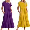 81ij0ghdBEL._AC_SL1500 Womens Summer Dresses Casual Short Sleeve Crewneck Swing Dress Casual Tiered t Shirt Dress with Pockets 2024 Trendy Outfits