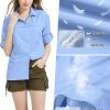 Womens Sun Protection Safari Shirt Quick Dry SPF 50 UV Lightweight Fishing Travel Hiking Outdoor Shirts with Zipper Pockets