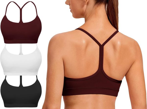 81r3q2hr1ZL._AC_SL1500 Spaghetti Strap Padded Sports Bras for Women - Y Back Yoga Workout Tops (3 Pack)