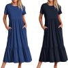 81v1aUHM2LL._AC_SL1500 Womens Summer Dresses Casual Short Sleeve Crewneck Swing Dress Casual Tiered t Shirt Dress with Pockets 2024 Trendy Outfits
