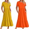 81wiF8lvB_L._AC_SL1500 Womens Summer Dresses Casual Short Sleeve Crewneck Swing Dress Casual Tiered t Shirt Dress with Pockets 2024 Trendy Outfits