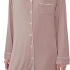 Womens Bamboo Viscose Sleep Shirt Long Sleeve Button Down Nightgowns Boyfriend Nightshirt S-XXL