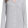 Womens Bamboo Viscose Sleep Shirt Long Sleeve Button Down Nightgowns Boyfriend Nightshirt S-XXL