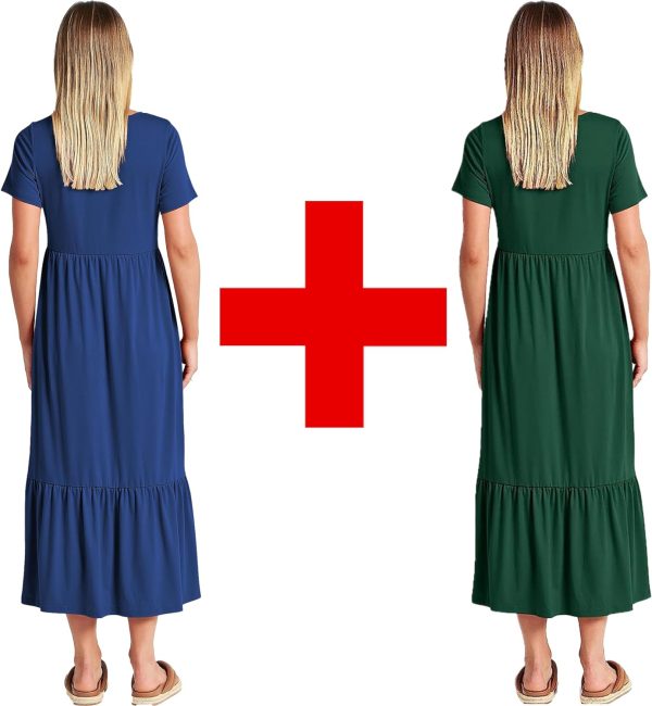 81xxt_0aXVL._AC_SL1500 Womens Summer Dresses Casual Short Sleeve Crewneck Swing Dress Casual Tiered t Shirt Dress with Pockets 2024 Trendy Outfits