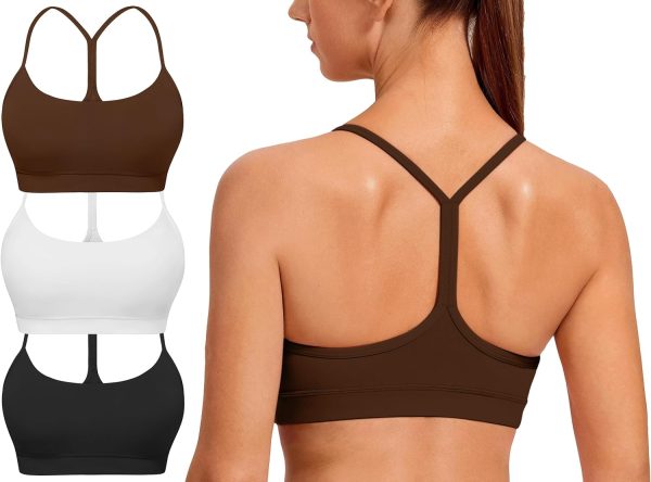 81z9Vl5CT6L._AC_SL1500 Spaghetti Strap Padded Sports Bras for Women - Y Back Yoga Workout Tops (3 Pack)