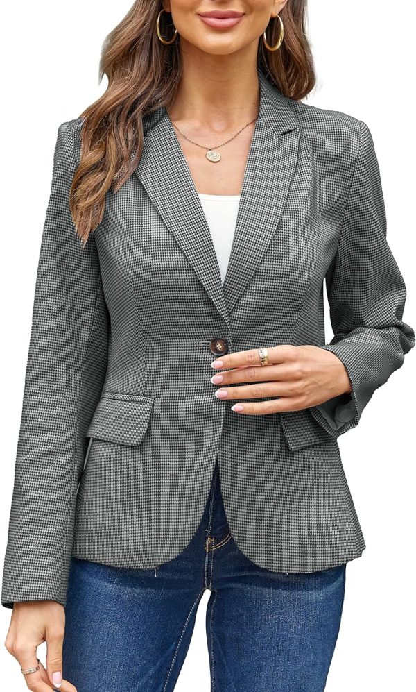 91pPyE_shCL._AC_SL1500_199f6db2-09ad-4a7e-b017-5c3f218bc245 Womens Casual Blazers Long Sleeve Lapel Button Slim Work Office Blazer Jacket