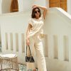 2 Piece Outfits for Women Sweater Sets Knit Vest Tops Elastic Waisted Pants